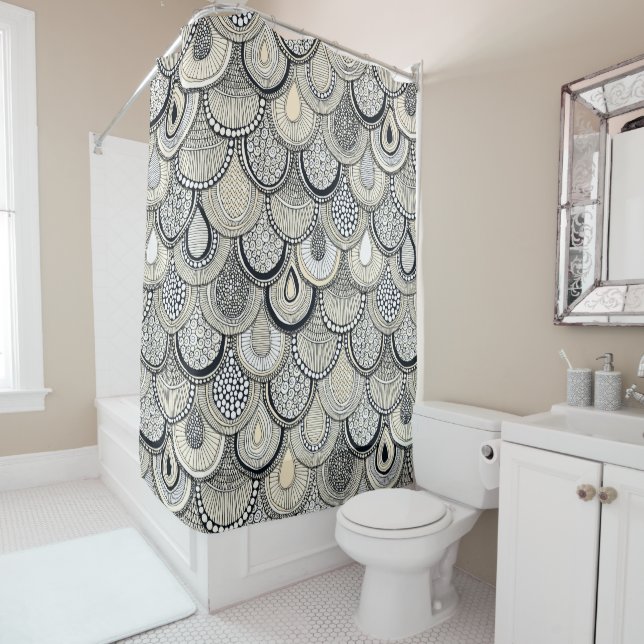 dragon scales mono shower curtain (In Situ)