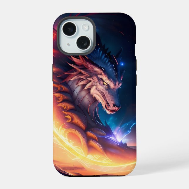 Dragon Scape Fire Night iPhone 15 Case (Back)