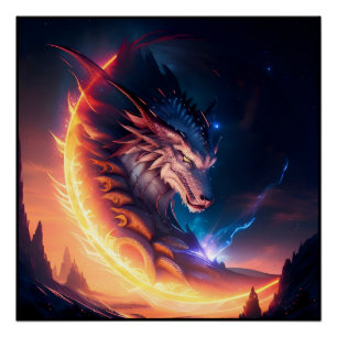 Dragon Scape Fire Night Poster