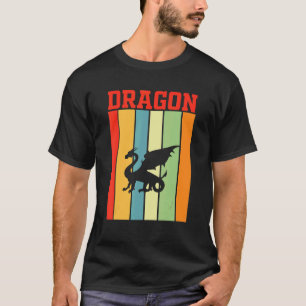 Dragon Shadow Silhouette In Retro Colours T-Shirt