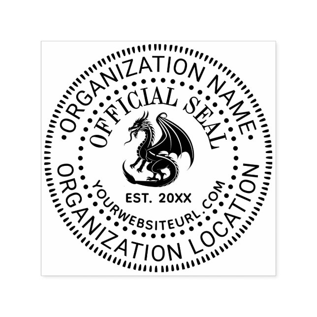 Dragon Side View Official Seal Name Loc URL Estd Self-inking Stamp (Design)