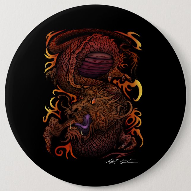 Dragon (Signature Design) 6 Cm Round Badge (Front)
