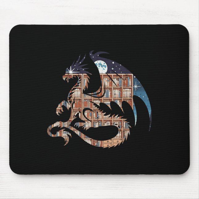Dragon Silhouette Books Librarian Bookworm Women M Mouse Pad (Front)