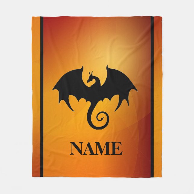 Dragon Silhouette Fleece Blanket (Front)