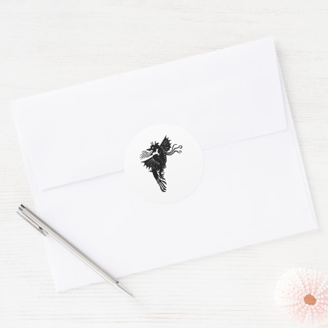 Dragon Silhouette Spirit Animal Emblem Sticker  (Envelope)
