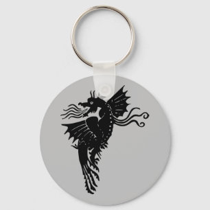 Dragon Silhouette Spirit Animal Totem Emblem Key Ring