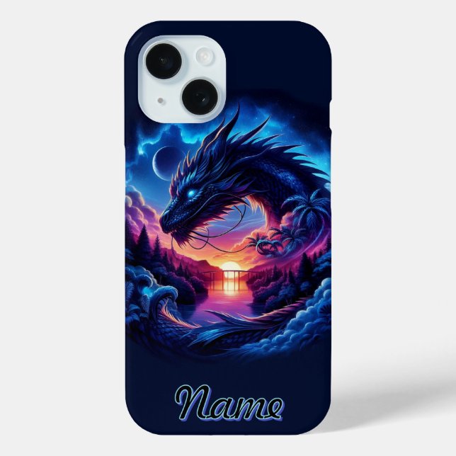 Dragon Silhouetted Against a Vibrant Sunset  Case-Mate iPhone Case (Back)