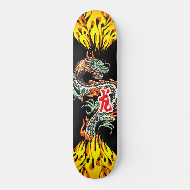 Dragon Skateboard with Flames (Front)