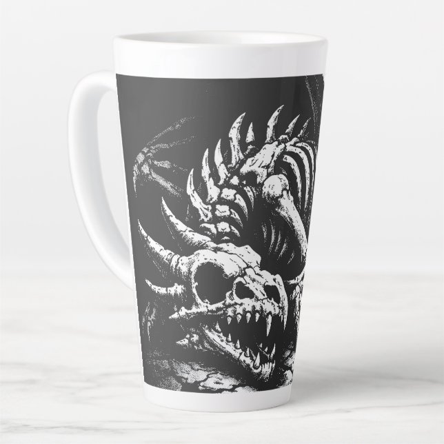 Dragon Skeleton — by BurnsInHell Latte Mug (Left Angle)