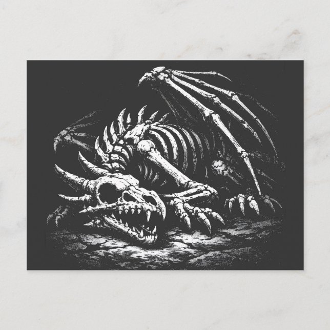 Dragon Skeleton — by BurnsInHell Postcard (Front)