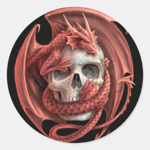 Dragon Skull Classic Round Sticker