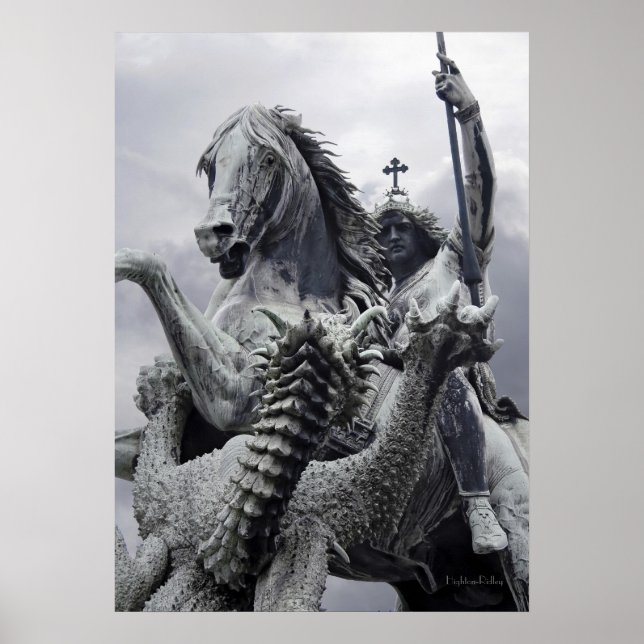 Dragon slashes at St George poster print (Front)