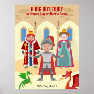 Dragon Slayer Knight Boy Birthday Party Poster