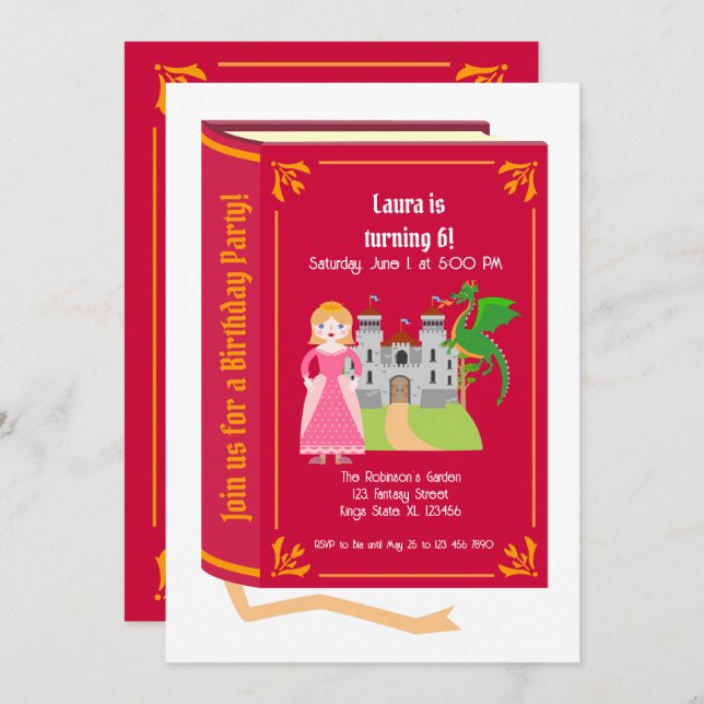  Dragon Slayer Knight Stories Birthday Party Invitation (Front/Back)