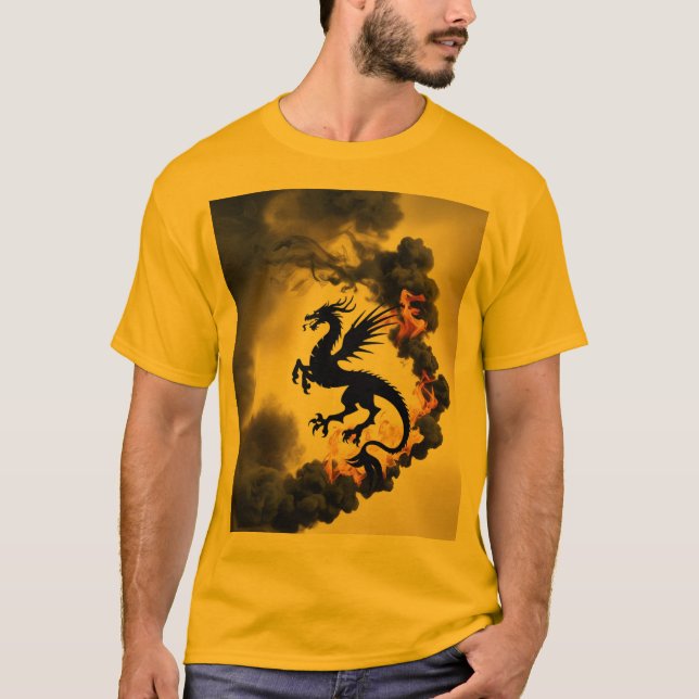 Dragon Smoke Silhouette Gold/Yellow T-Shirt (Front)