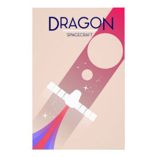 Dragon spacecraft vintage style Space Art Photo Print