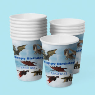 Dragon Species Fun Fantasy Personalised Birthday Paper Cups