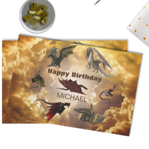 Dragon Species Fun Fantasy Personalised Birthday Tissue Paper