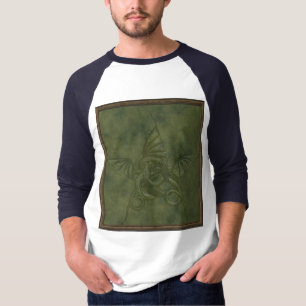 Dragon Star - Embossed Green Leather Image T-Shirt