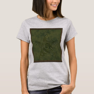 Dragon Star - Embossed Green Leather Image T-Shirt
