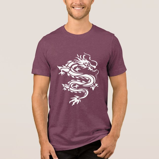 Dragon Stencil Style Cut Out Illustration Tri-Blend Shirt (Front)