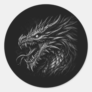 Dragon Style Medieval Fantasy Grunge Art Classic Round Sticker