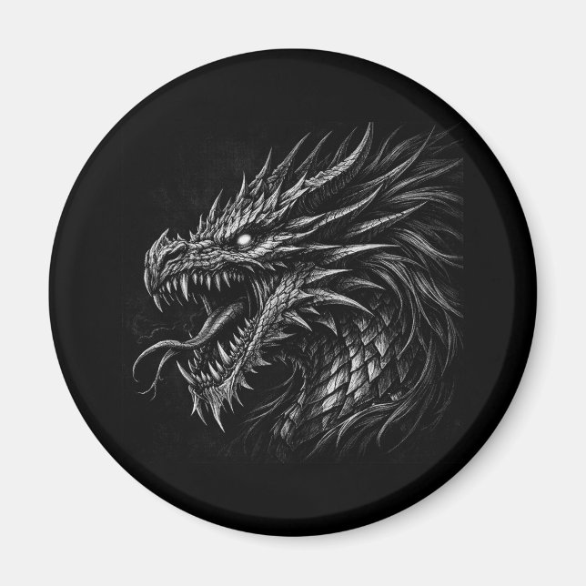 Dragon Style Medieval Fantasy Grunge Art Magnet (Front)