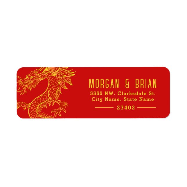 Dragon Style Pre-Addressed Gold + Red (Front)