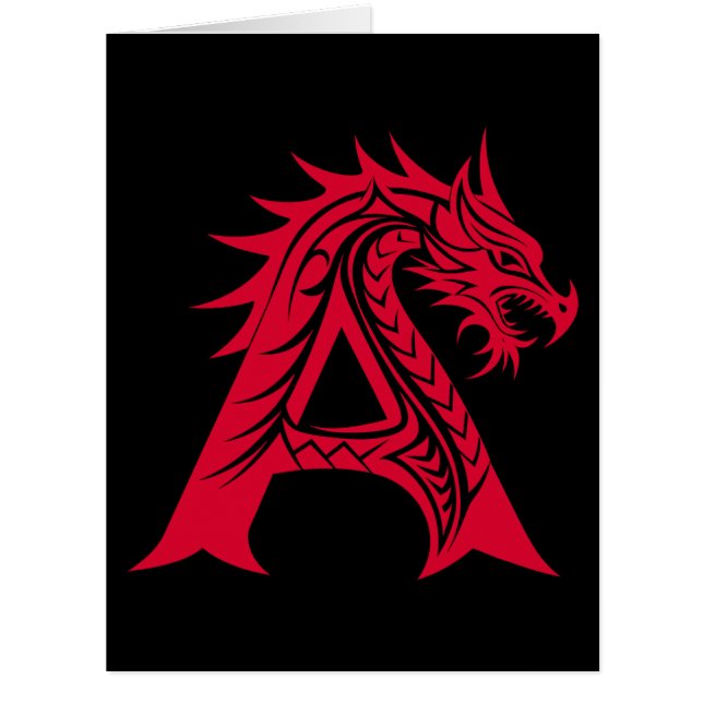 Dragon Styled Letter A, Dragon Alphabet, Monogram (Front)