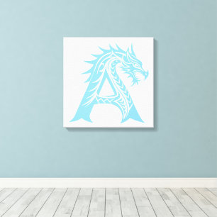 Dragon Styled Letter A, Dragon Alphabet, Monogram Canvas Print
