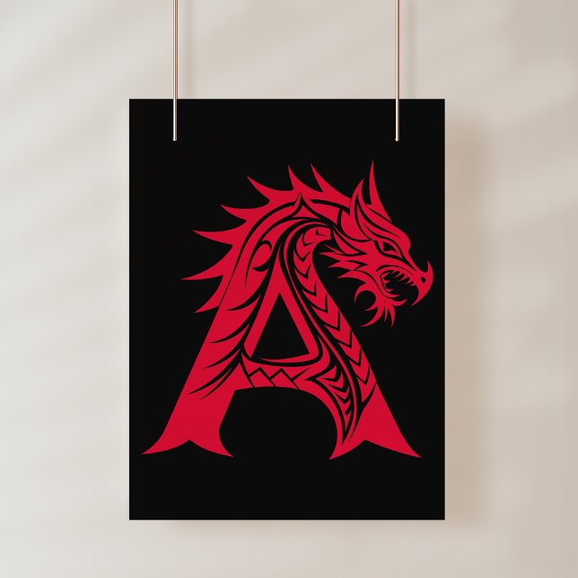 Dragon Styled Letter A, Dragon Alphabet, Monogram Poster (Creator Uploaded)