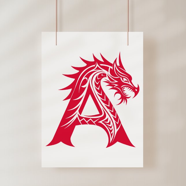 Dragon Styled Letter A, Dragon Alphabet, Monogram Poster (Creator Uploaded)