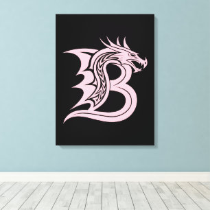 Dragon Styled Letter B, Dragon Alphabet, Monogram Canvas Print