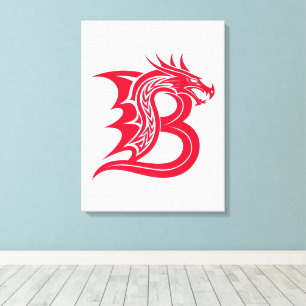 Dragon Styled Letter B, Dragon Alphabet, Monogram Canvas Print