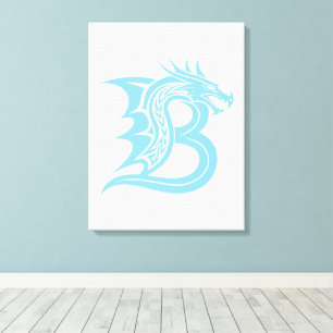Dragon Styled Letter B, Dragon Alphabet, Monogram Canvas Print