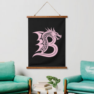 Dragon Styled Letter B, Dragon Alphabet, Monogram Hanging Tapestry