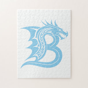 Dragon Styled Letter B, Dragon Alphabet, Monogram Jigsaw Puzzle