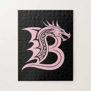 Dragon Styled Letter B, Dragon Alphabet, Monogram Jigsaw Puzzle