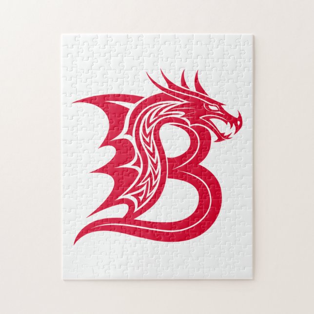 Dragon Styled Letter B, Dragon Alphabet, Monogram Jigsaw Puzzle (Vertical)