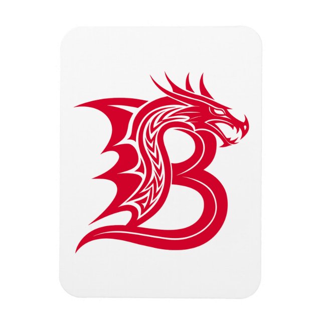Dragon Styled Letter B, Dragon Alphabet, Monogram Magnet (Vertical)