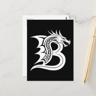 Dragon Styled Letter B, Dragon Alphabet, Monogram Postcard