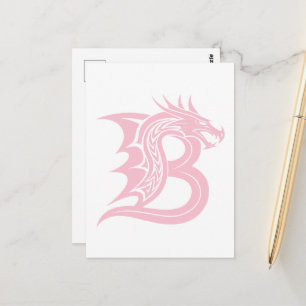 Dragon Styled Letter B, Dragon Alphabet, Monogram Postcard