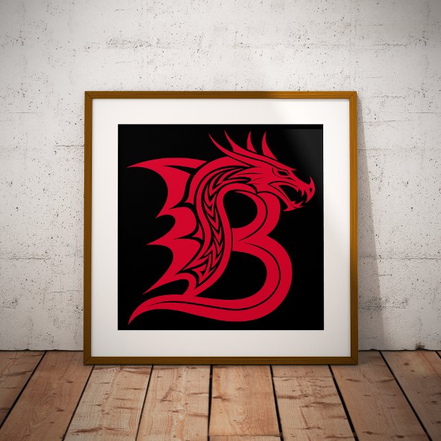 Dragon Styled Letter B, Dragon Alphabet, Monogram Poster (Creator Uploaded)