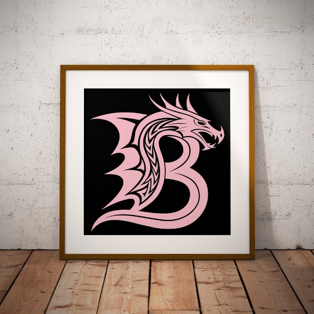 Dragon Styled Letter B, Dragon Alphabet, Monogram Poster (Creator Uploaded)