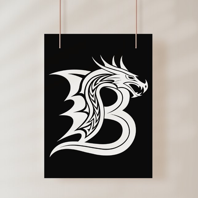 Dragon Styled Letter B, Dragon Alphabet, Monogram Poster (Creator Uploaded)