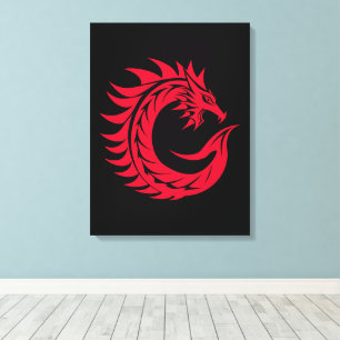 Dragon Styled Letter C, Dragon Alphabet, Monogram Canvas Print