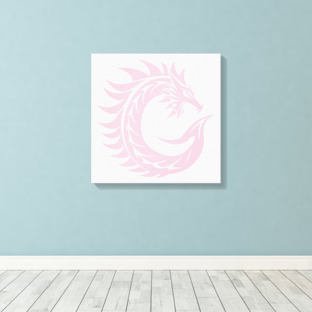 Dragon Styled Letter C, Dragon Alphabet, Monogram Canvas Print (Insitu(Wood Floor))