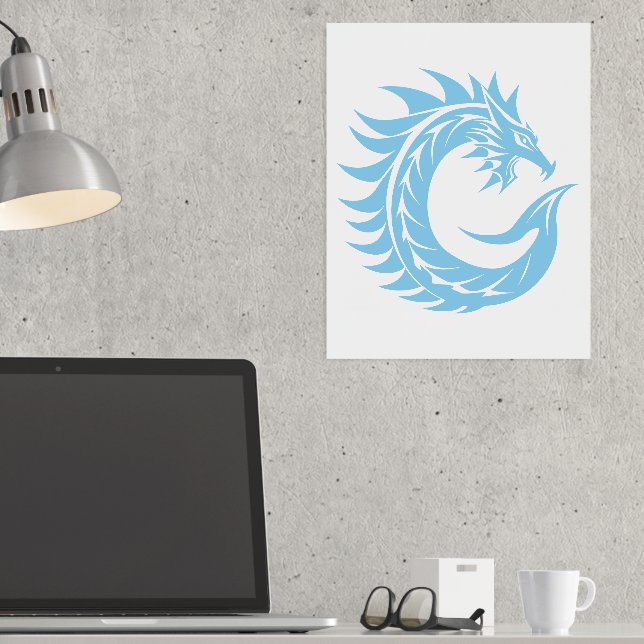 Dragon Styled Letter C, Dragon Alphabet, Monogram Foil Prints (In Situ (Desk))