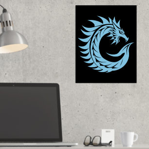 Dragon Styled Letter C, Dragon Alphabet, Monogram Foil Prints