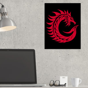 Dragon Styled Letter C, Dragon Alphabet, Monogram Foil Prints